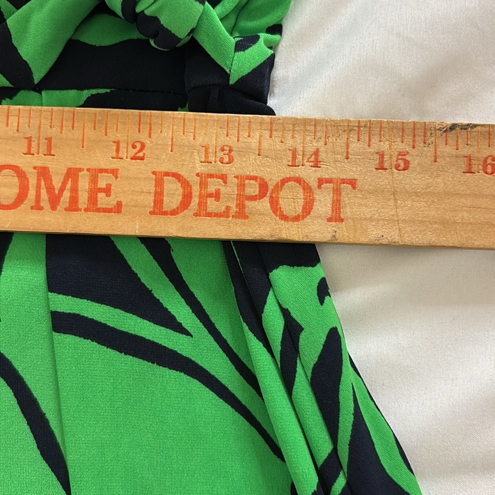 Joseph Ribkoff Floral Wrap Dress US 10 UK 12 Green Navy Midi Slit Vacation Soft - Picture 9 of 15